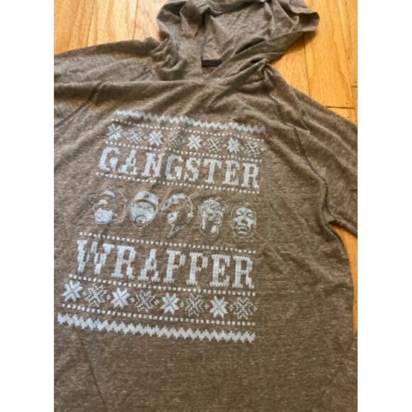 One Messy Bun Grey Gangster Wrapper Graphic casual Hooded Long Sleeve Shirt lrg - Picture 3 of 8